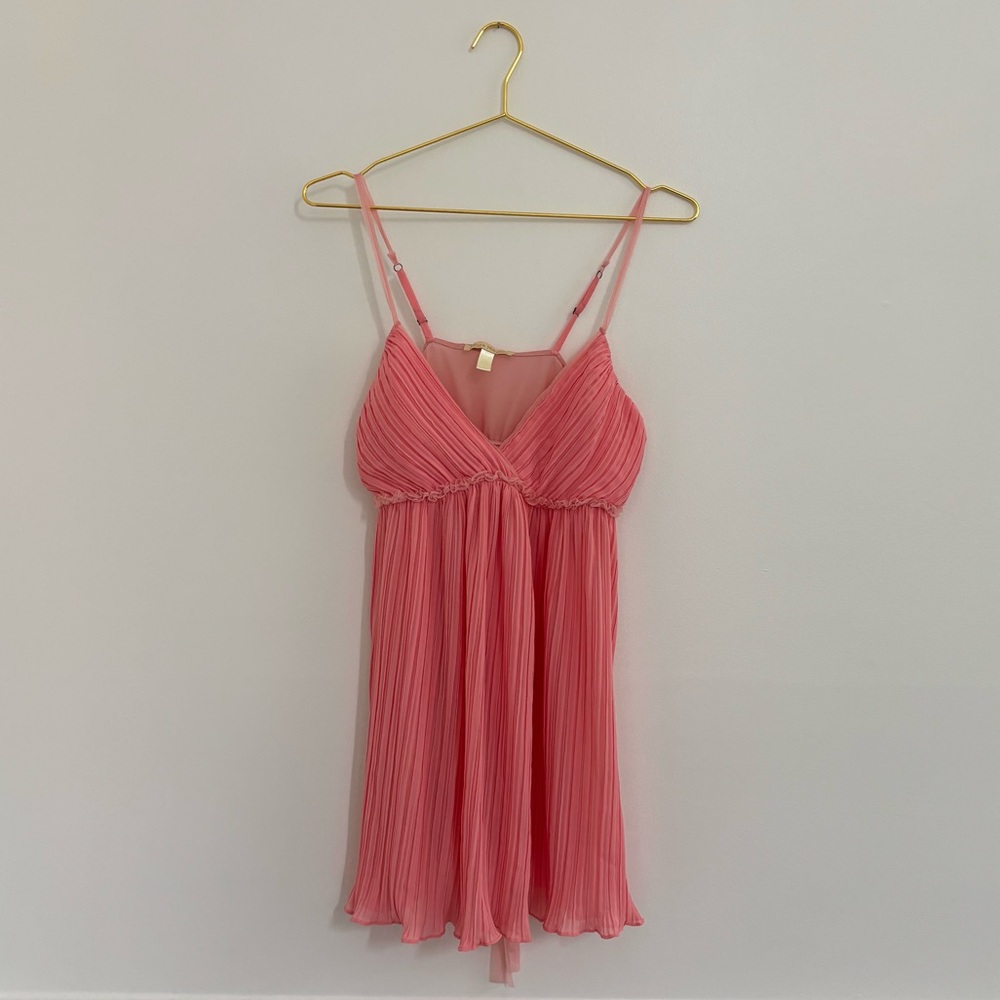 Flora Nikrooz Pink Pleated Chemise Slip Dress Sz Medium